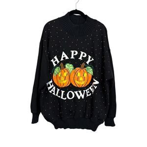 Vintage Active Exchange Happy Halloween Sweatshirt XL Black Pumpkin Pullover